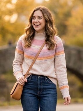 J Crew Sz S Fair Isles Cream Merino Wool Alpaca Sweater